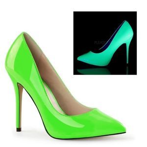 NEW Pleaser Amuse 20 Neon Lime Green UV High Heel Pumps